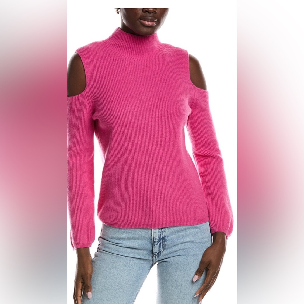 Maje Marlena Open-Shoulder‎ Cashmere Sweater in Pink Size 3/Large
